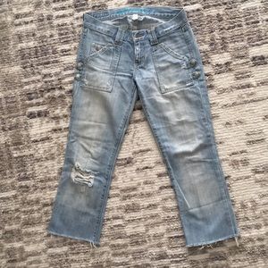 A&F ankle length distressed jeans